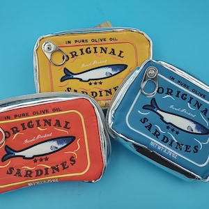 Unique Sardine  bag, make up bag, pencil pouch Ocean Inspired Style, Sardines Lover, Trendy Sardine Gift, Fish Accessories Bag, Fish Can