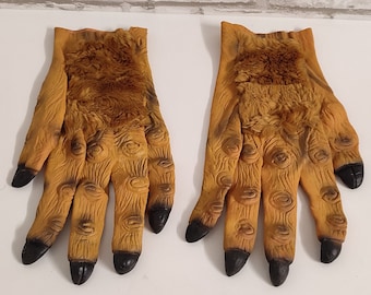 Brown Beast Hands Monster Claws Adult Scary Halloween Costume Gloves