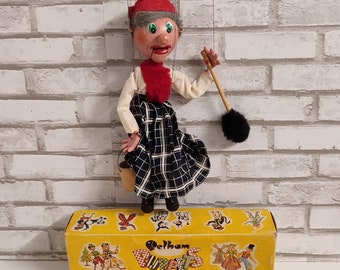 Burattini Pelham vintage realizzati in Inghilterra, marionette a corda!