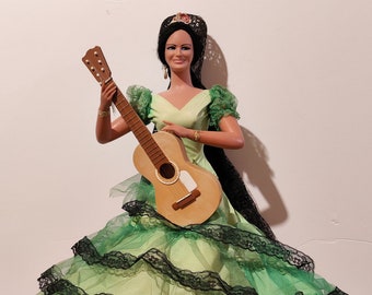 Vintage Marin Chiclana Muñeca Enorme 56cm, Muñeca Grande Marin Chiclana Guitarra Flamenca, Vintage Marin Chiclana, Muñeca Española, Muñeca Coleccionable