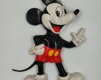Walt Disney Productions Topolino, figura decorativa da parete vintage di Topolino, cimeli Disneyana da collezione vintage