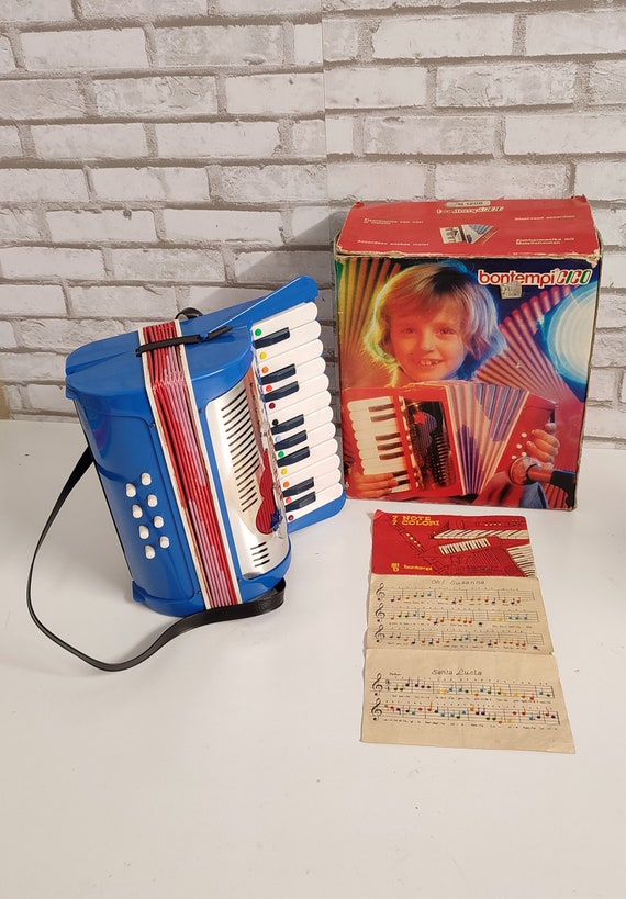 Vintage Accordion Toy ''BONTEMPI Cico''1970's Italy-working