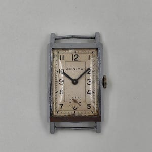 Vintage 1930s ZENITH Men's Wrist Watch, Zenith Mechanical Wristwatch, Zenith Swiss Watch FOR PARTS , Collectible Zenith Rectangular Watch