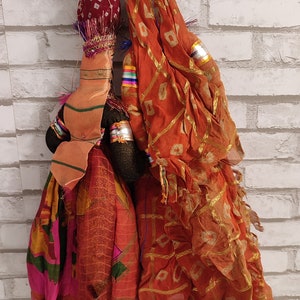 Rajasthani Couple Bobble Head Handmade Puppet/Kathputli