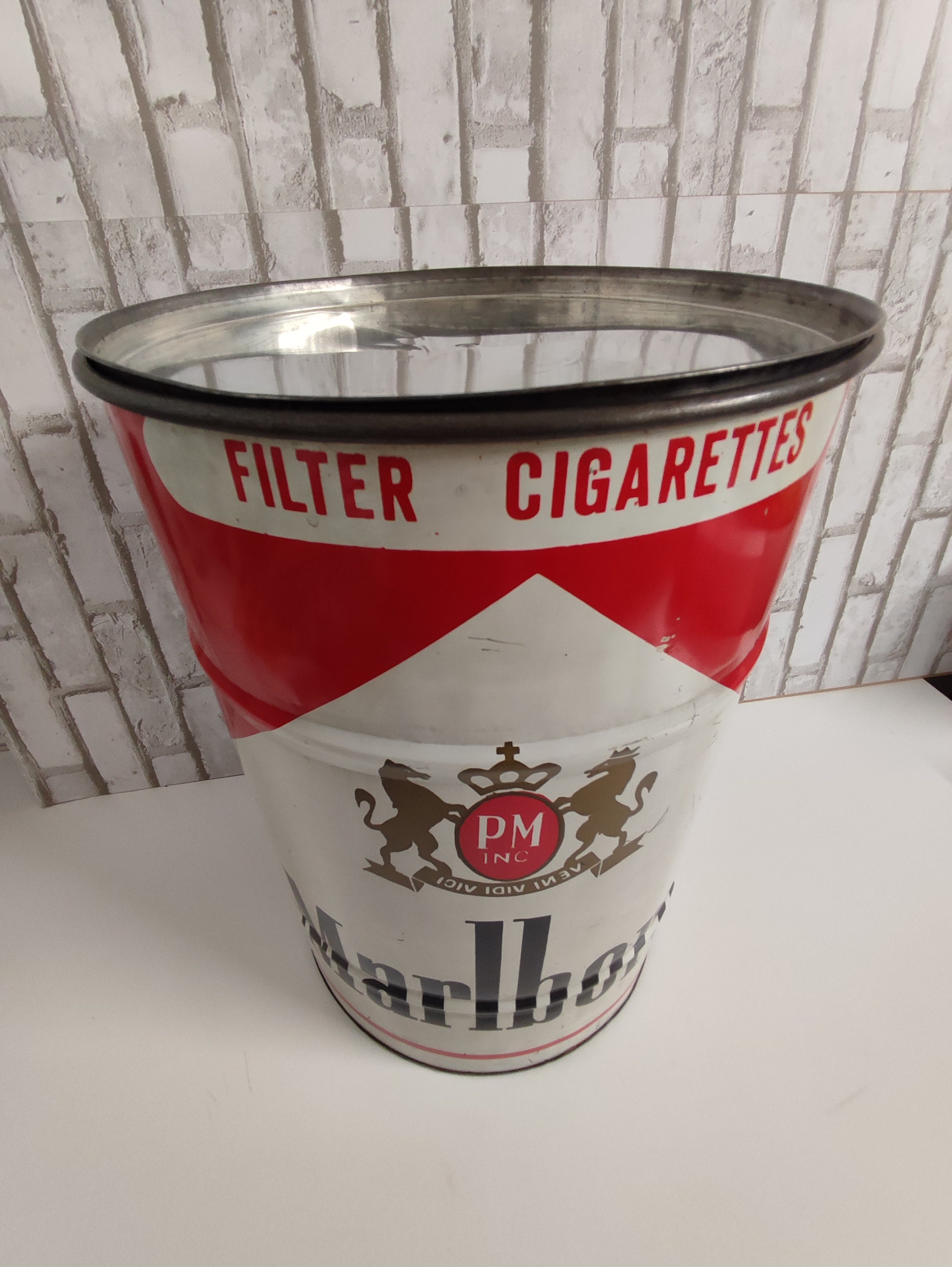 Vintage Marlboro Cigarettes Trash Can Storage /table / Stool / Etsy