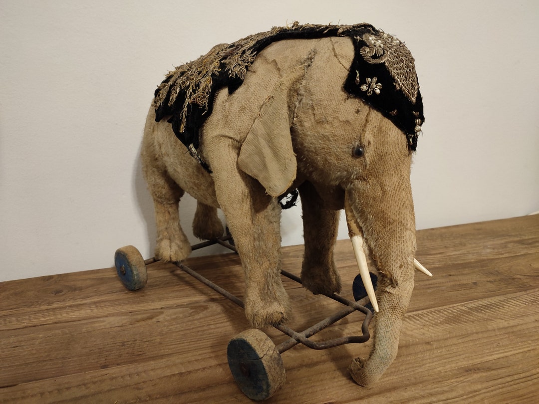 Steiff Elephant on Wheels Stuffed Animal Pull Toy RARE Etsy