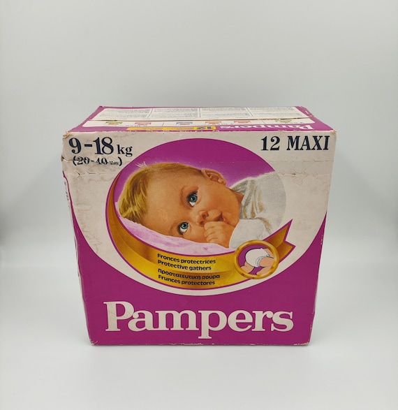 Vintage Pampers 12 MAXI Box 9 18 Kg 20 40 pond Collectible