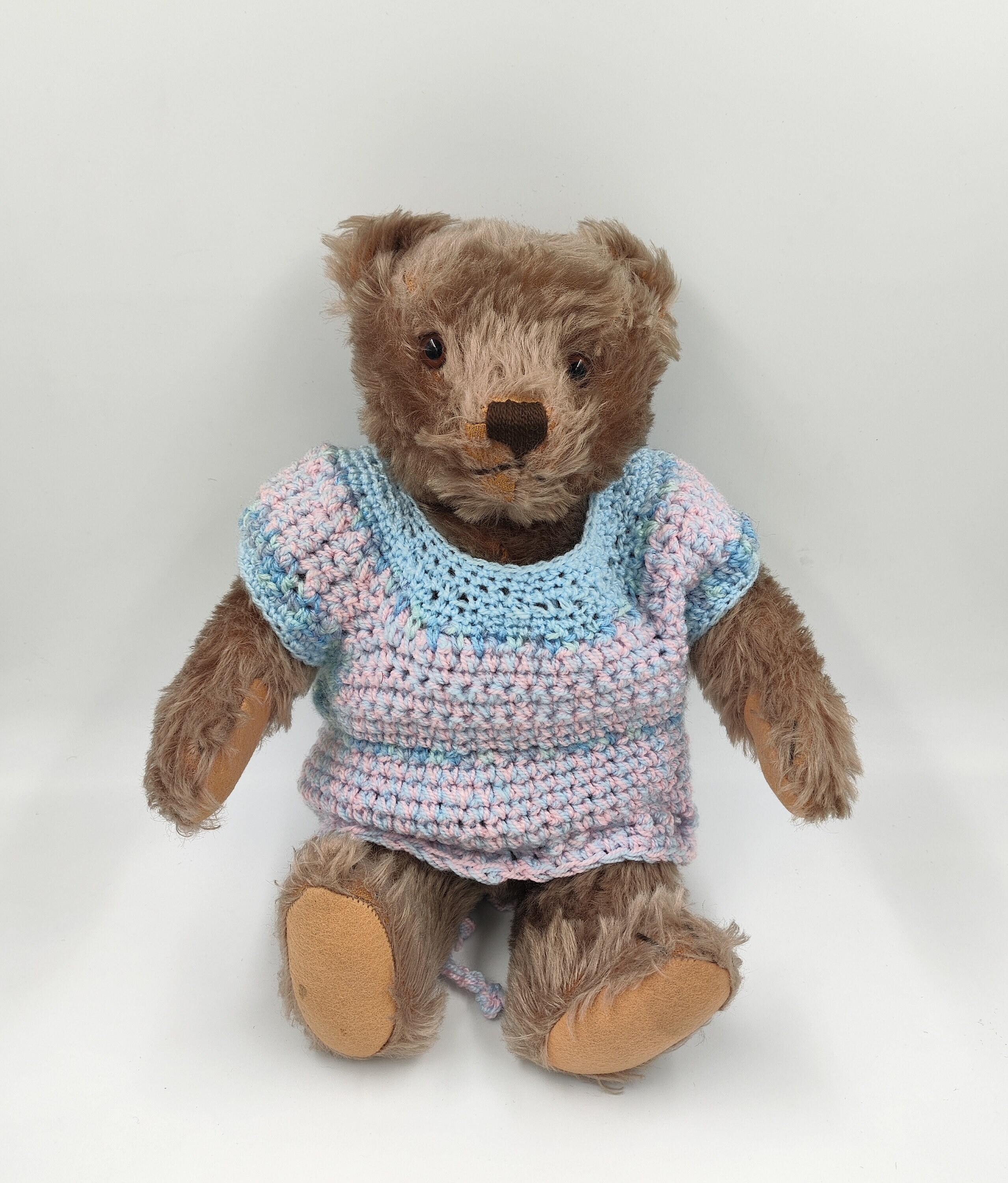Vintage STEIFF Straw Stuffed Teddy Bear, Glass Eyes Teddie