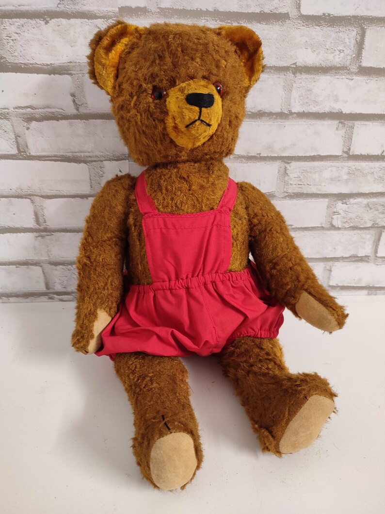 Vieux Ours En Peluche Vintage – Ours Ancien En Paille – Jouet D'antan Déco