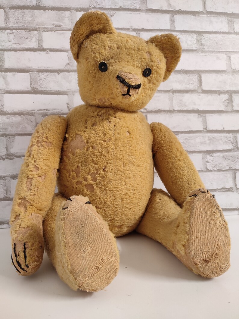 Teddy Bear Vintage Antique Teddy Bear Big Size Stuffed With Straw - Etsy