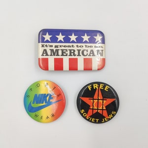 Vintage Retro Pinback Buttons Lot American Nike Jews Authentic