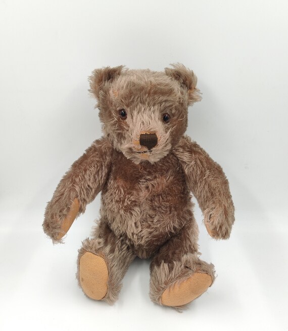 Vintage STEIFF Straw Stuffed Teddy Bear, Glass Eyes Teddie