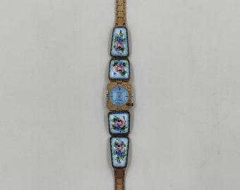 Reloj de pulsera con correa de porcelana CHAIKA vintage hecho en la URSS, reloj de porcelana Yanka vintage para piezas que no funcionan, reloj de mujer coleccionable