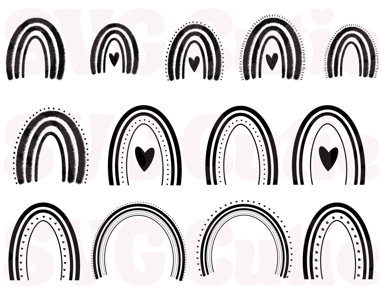 Boho Rainbow SVG, Hand Drawn Rainbow SVG, Boho SVG, Boho Rainbow Png