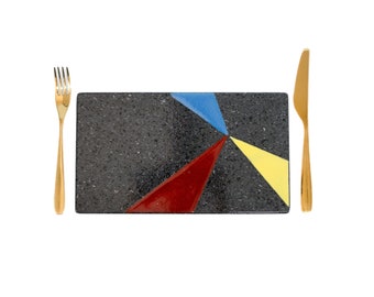 TRAY - CUTTING BOARD - Dinner plate - Hand painted - lava stone - made in Sicily