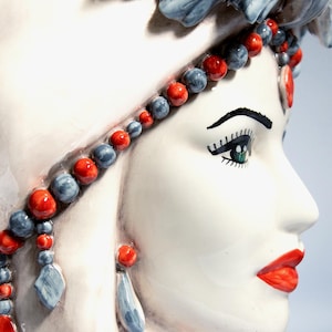 Sicilian Heads Vase - Moorish Head, Made in Italy  Caltagirone Moorish Heads - Handcrafted Sicilian Ceramic Sculpture h25 cm