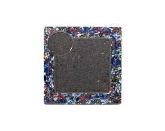 Etna lava stone plate and charger set - hand painted in Italy, Sicily - set of artistic dishes, tableware, kitchen decor