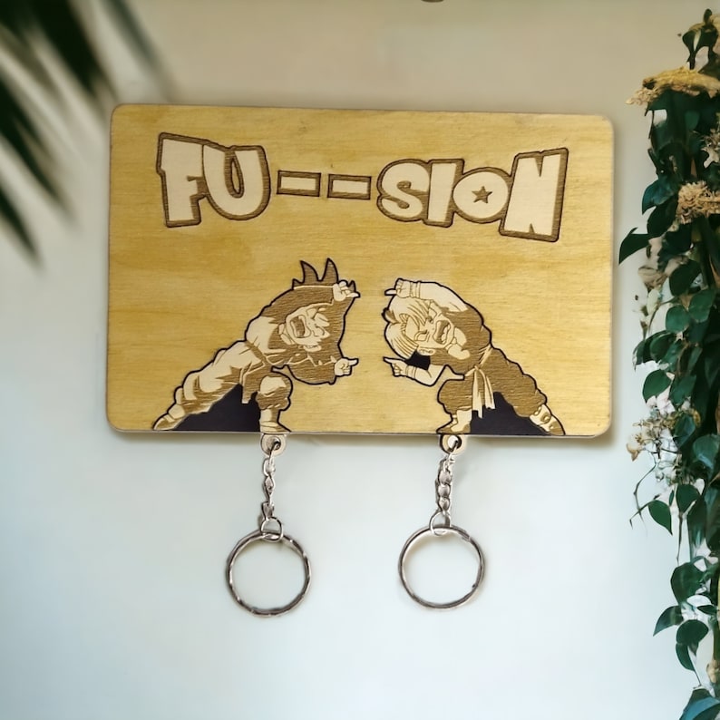 Premium Wooden Wall Mount Keychains DBZ Fusion Home Decor Geek Gift Keyring Holder Wall Mounted Wall Board+Keychains