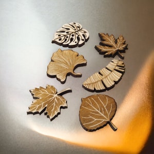 Set of Nature leaves Wooden Pin Magnets Exclusive Brooch/Magnet Housewarming Gift Fridge Magnet Kitchen Accessories Home Decor immagine 3