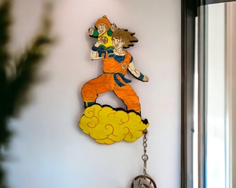 Premium Magnetic Wooden Wall Mount Keychains DBZ - Home Decor - Geek Gift - Keyring Holder Wall Mounted