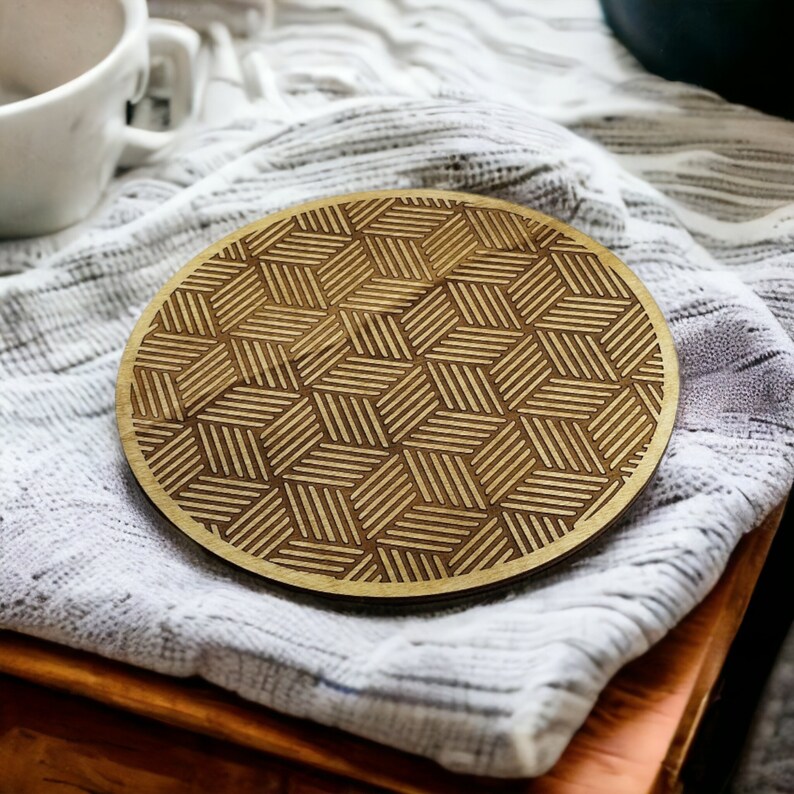 Topflappen geometrische Linien Geometrisch Handgemacht Moderne Küchenutensilien Tischdekoration Minimalismus Einweihungsgeschenk Holz Handwerk Bild 4