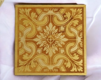 Pot Holder Portuguese Tiles - Minimalism - Wood - Geometric - Handmade - Modern Kitchenware - Table Setting - Housewarming Gift - Wood Craft