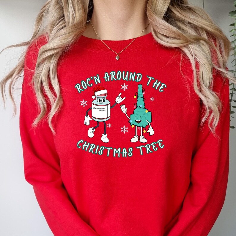 Medical Christmas Sweater Funny Anesthesiologist Holiday Gift Hospital Staff Present Nurse Practitioner Festive Apparel Doctor Themed Red
