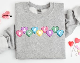 Felpa paramedico di San Valentino: cuori di caramella, girocollo per personale medico
