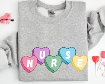 Valentine's Nurse Sweatshirt: Candy Hearts, Medical staff crewneck