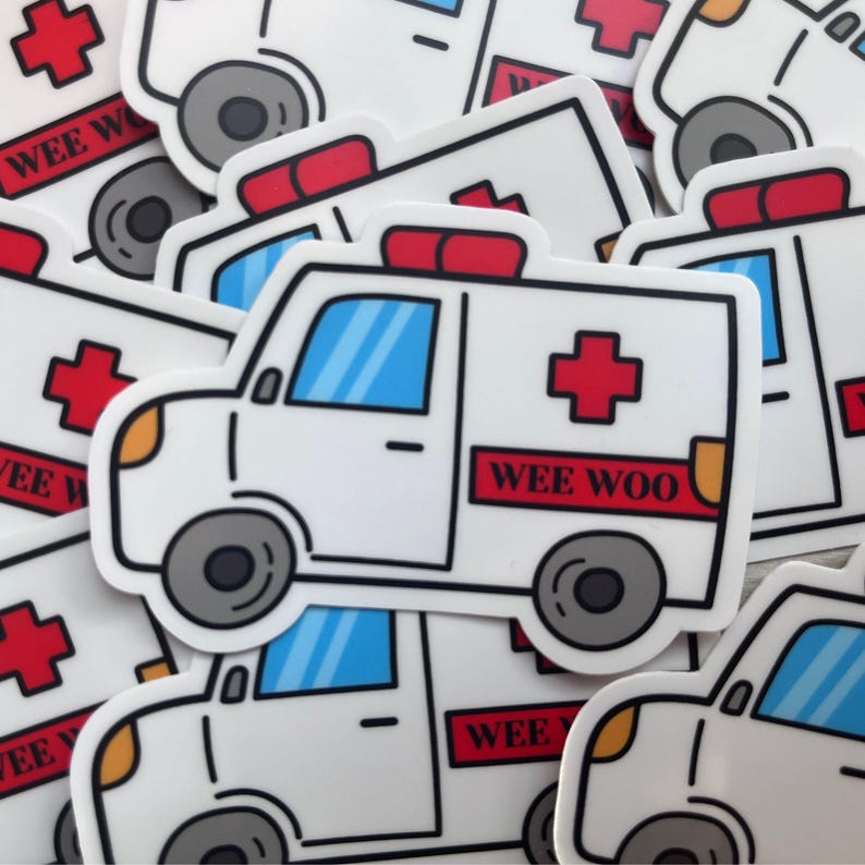 EMT Appreciation Gift Funny Ambulance Sticker Paramedic Decal Humorous Design Wee Woo Emergency Vehicle Decoration Waterproof Vinyl Durable Weather Resistant Perfect Present Medical Staff Healthcare Worker Gift Ideal For Laptops Water