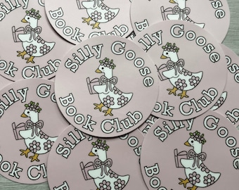 Silly Goose Book Club Sticker: Waterproof Vinyl Decal for Book Lovers
