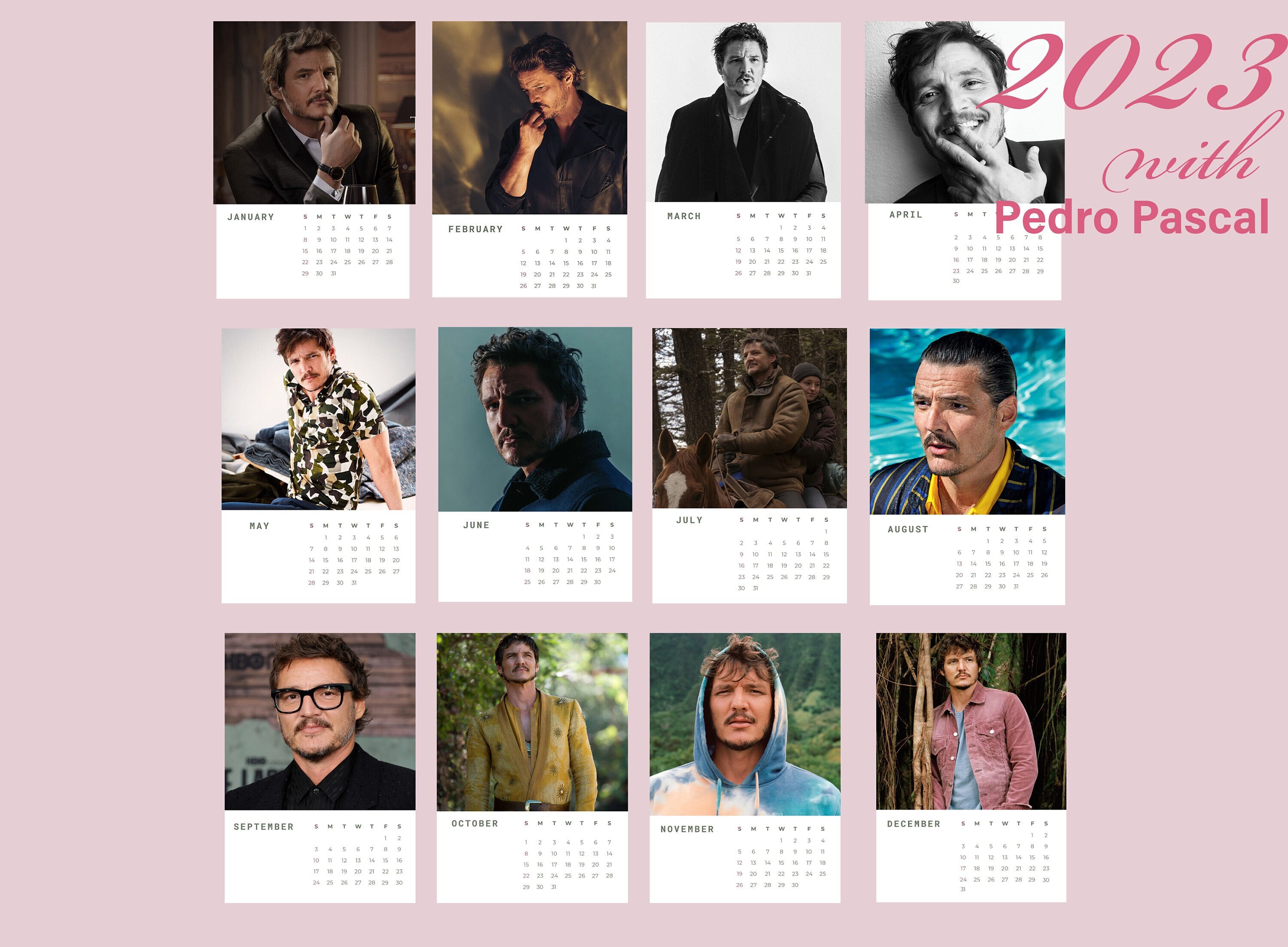 Pedro Pascal Calendar Gifts for Pedro Pascal Fan Pop Culture Etsy