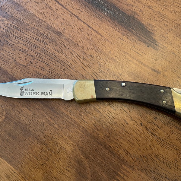 Buck 110 Knife | Work-Man Vintage Hunting Knife | Vintage 80s Lockback Folding Knife | Man Gift | Gift for Him | Gift for Her