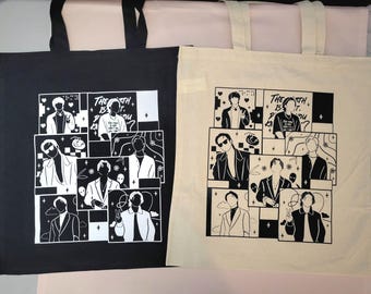 BTS OT7 Inspired Canvas Tote Bag | Kpop Shopping Bag | KimonfiresKreations