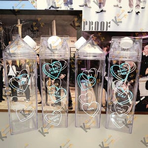 Stray Kids Candy Heart Name Inspired Milk Carton Water Bottle | Stray Kids Tumbler | Tumbler by Kimonfires Kreations