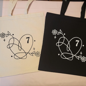 BTS Love Yourself フラワーモチーフ キャンバストートバッグ | BTS ショッピングバッグ | さりげないKポップバッグ | Kimonfires Kreations