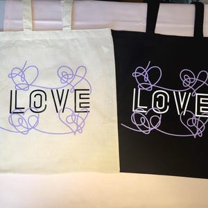 BTS Love Yourself ハート柄キャンバストートバッグ | BTS ショッピングバッグ | さりげないKポップバッグ | Kimonfires Kreations