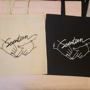 SVT, Seventeen Inspired Canvas Tote Bag | Seventeen Shopping Bag | Subtle kpop Bag | Kimonfires Kreations