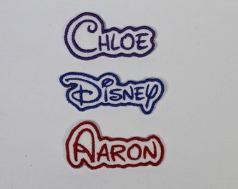 Personalised Embroidered Name Patch using the DISNEY font - Iron or sew on FREE Post