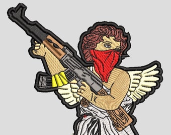 machine Embroidery file Angel with an AK / strapped guardian angel, trendy files, pes files, instant downloads, embroidery file, shirt