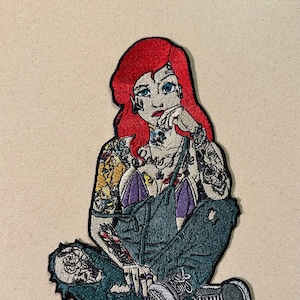 Patch for ironing tattooed mermaid  | cartoon patches, mermaid patches, tattoo patches, tattooed arial patches for anything