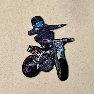 Patch for ironing stunt biker on a dirt bike | dirt bike patches, biker patches, bike patches, sports patches for anything