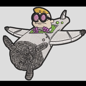 Embroidery paper plane Design, Embroidery machine, cartoon designs, trendy design, pes file / mad scientist flying high embroidery file
