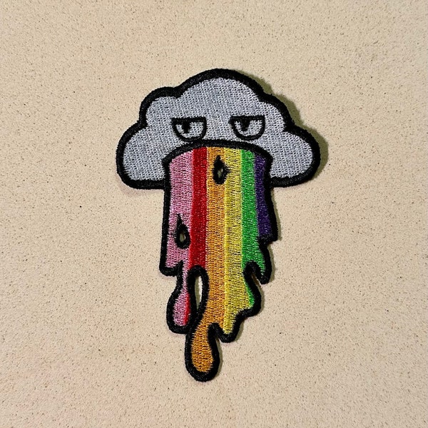 Patch for ironing fun cloud spitting out a rainbow | Fun patches, rainbow patches, colorful patches, gay patches for anything