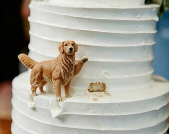 Custom Pet Wedding Cake Topper, Polymer Clay Dog Cat Figurine Decorations