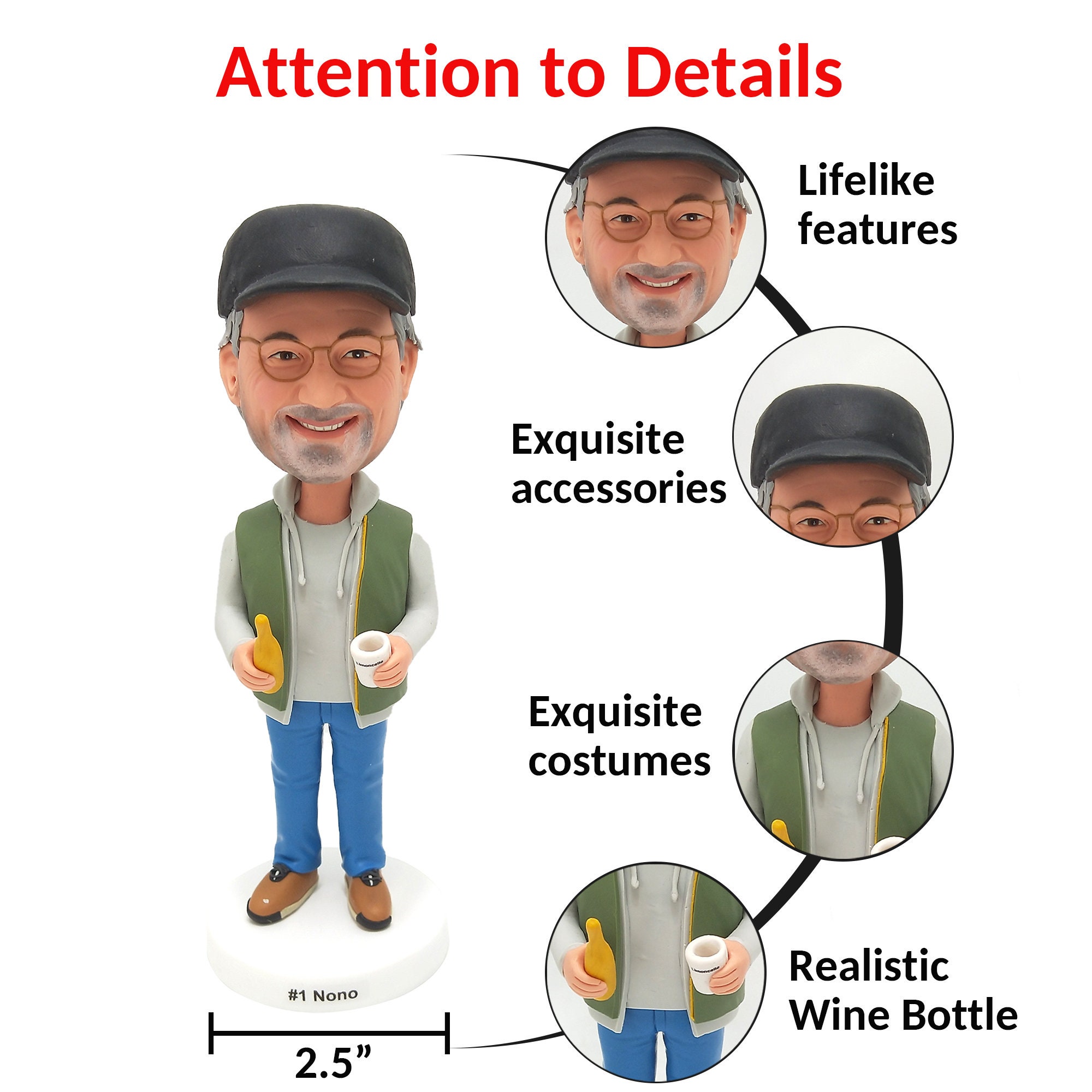 Handcraft Blue Suit Super Dad Custom Bobbleheads