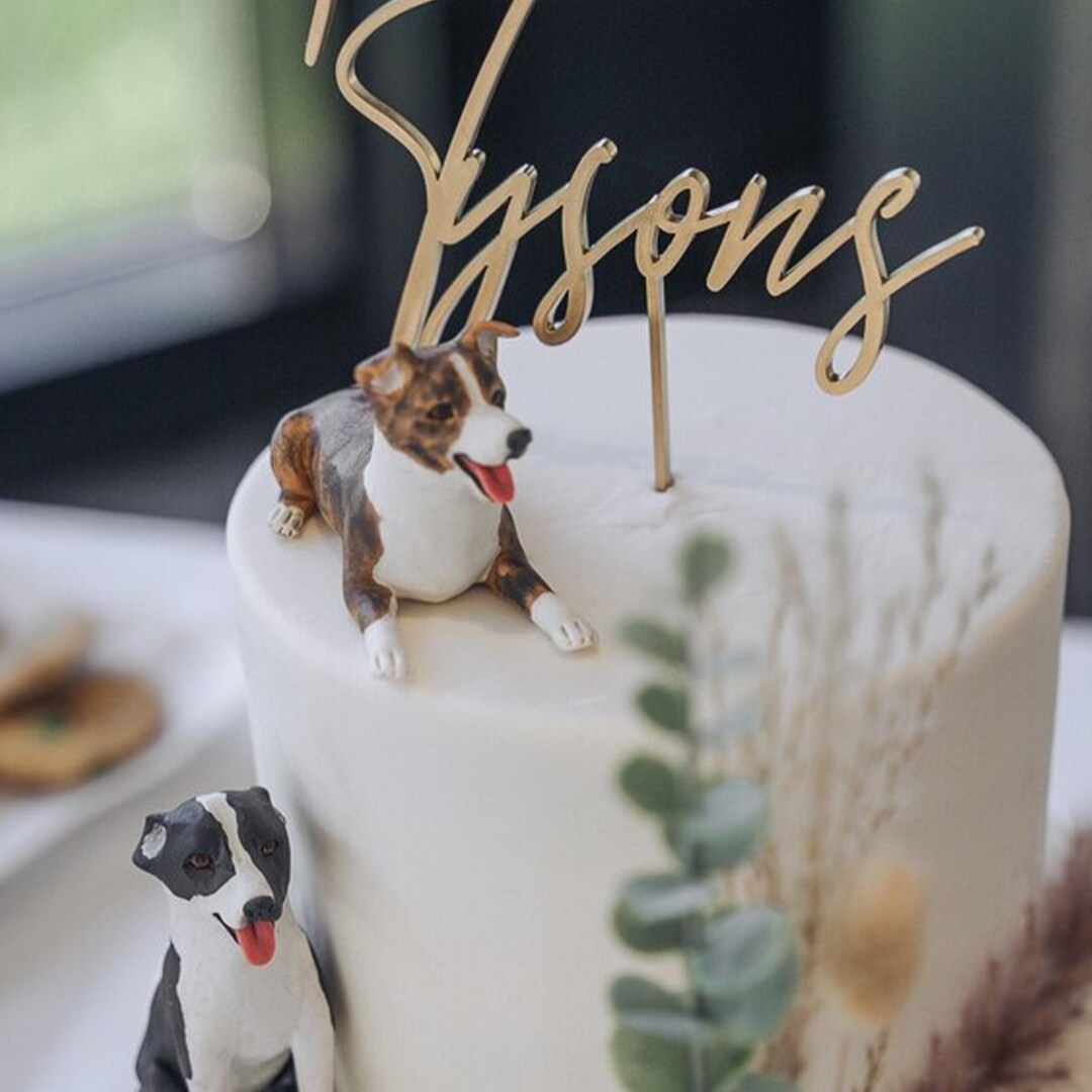 Custom Pet Cake Topper: Polymer Clay Dog Figurine, Birthday Gift - Etsy