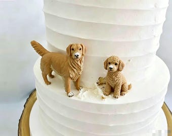 Custom Dog Cake Topper: Polymer Clay Pet Sculpture, Wedding Decoration
