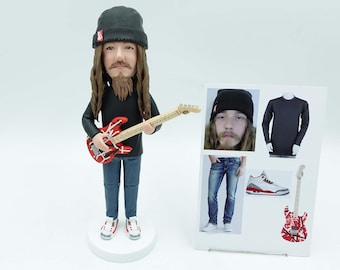 Personalisierter benutzerdefinierter Bobblehead-Bassspieler, personalisiertes Geschenk für Bassisten, Geschenk für Bassliebhaberfreund, einzigartiges Geschenk für Rockmusikliebhaber