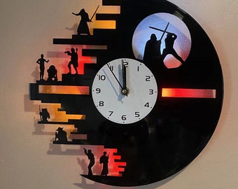 Star Wars Clock, Batman Clock, Star Wars Gifts for Men, Batman Wall Art, Creative Vinyl Clock Night Light Remote Control